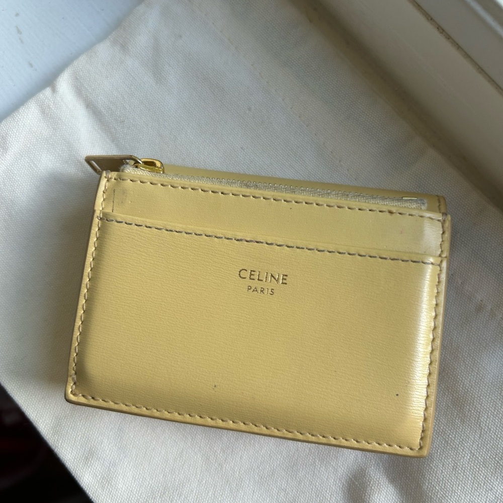 Celine Yellow Leather Compact Wallet - Picture 2 of 11